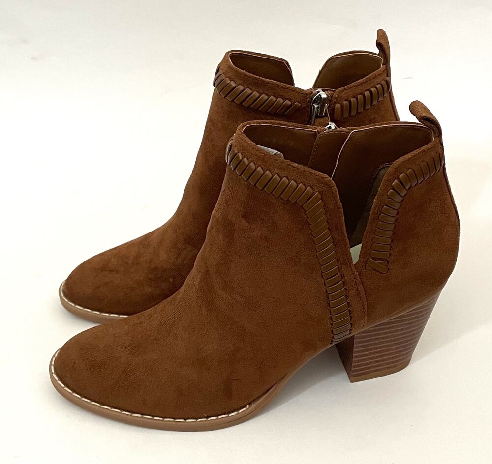 Dolce Vita Heeled Pointed Toe Suede Western Bootie Brown Tan Size 7 NEW
